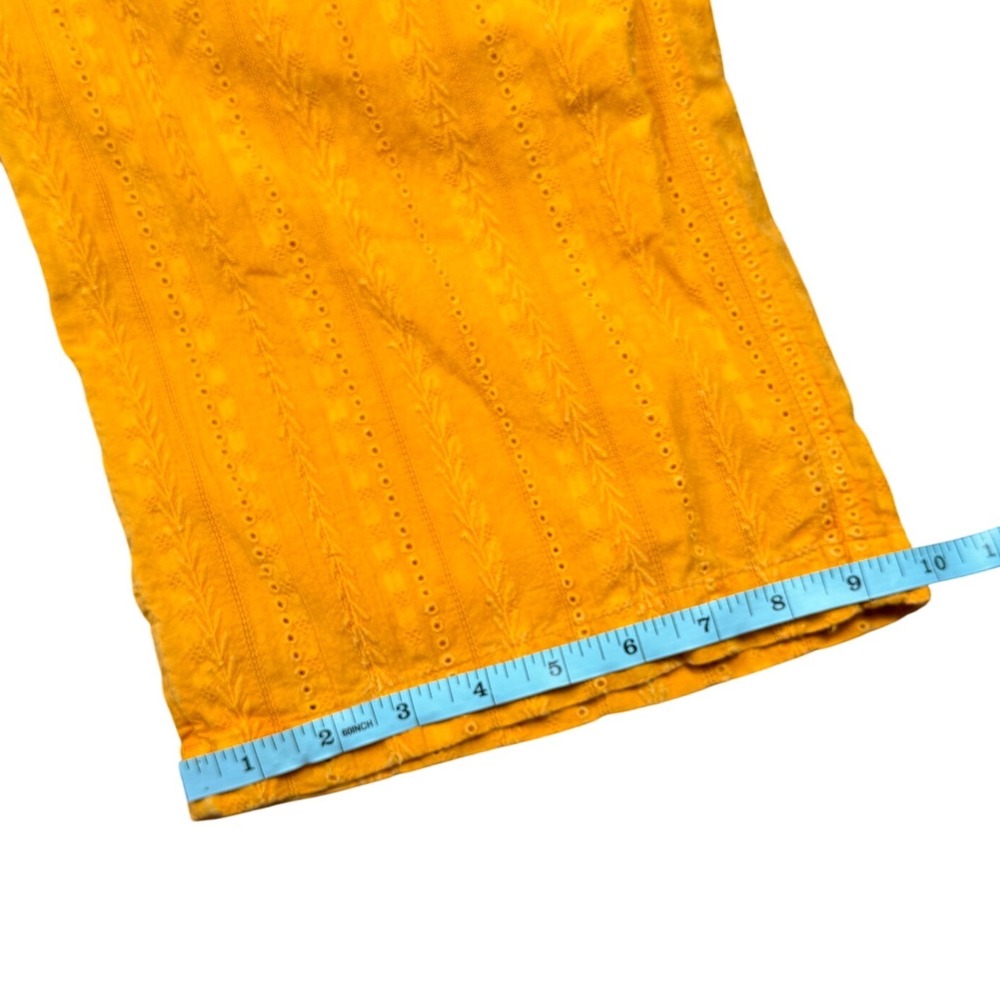 Sundance Gigi Eyelet Embroidered Straight Leg Pants Soleil Yellow Womens L - Picture 8 of 10